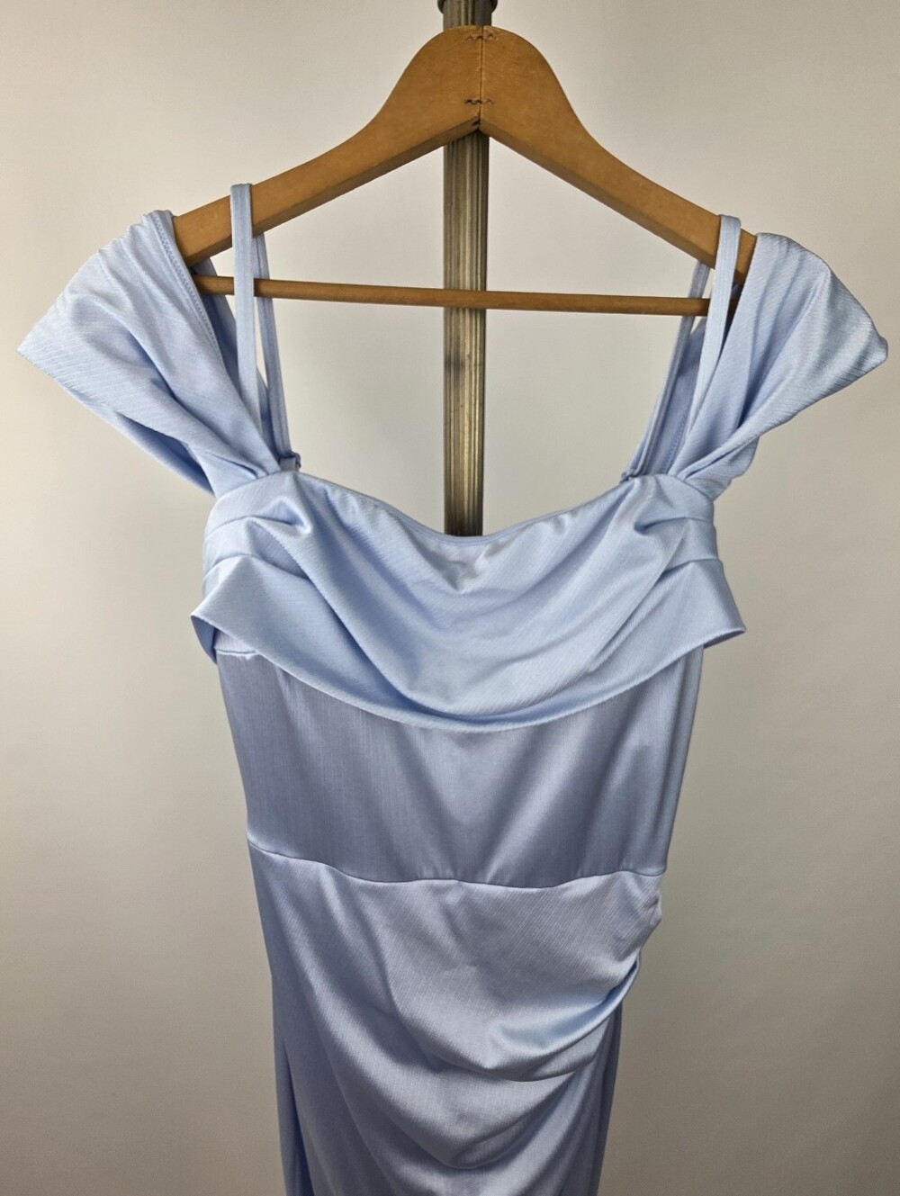 Popilush Women's Blue Shimmer Off The Shoulder Multi Wear Shapewear Dress Size L - Picture 9 of 14